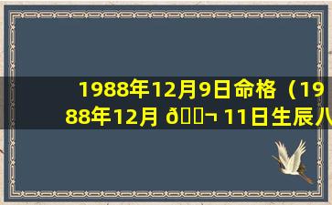 1988年12月9日命格（1988年12月 🐬 11日生辰八字）